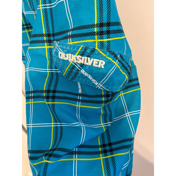 Quiksilver Men’s Blue Yellow Black Plaid Boardshorts Sz 34 - Picture 2 of 8